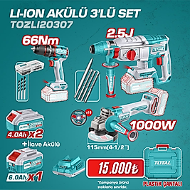 TOTAL PROFESYONEL 3'LÜ SET ( DARBELİ MATKAP, HİLTİ, SPRAL )