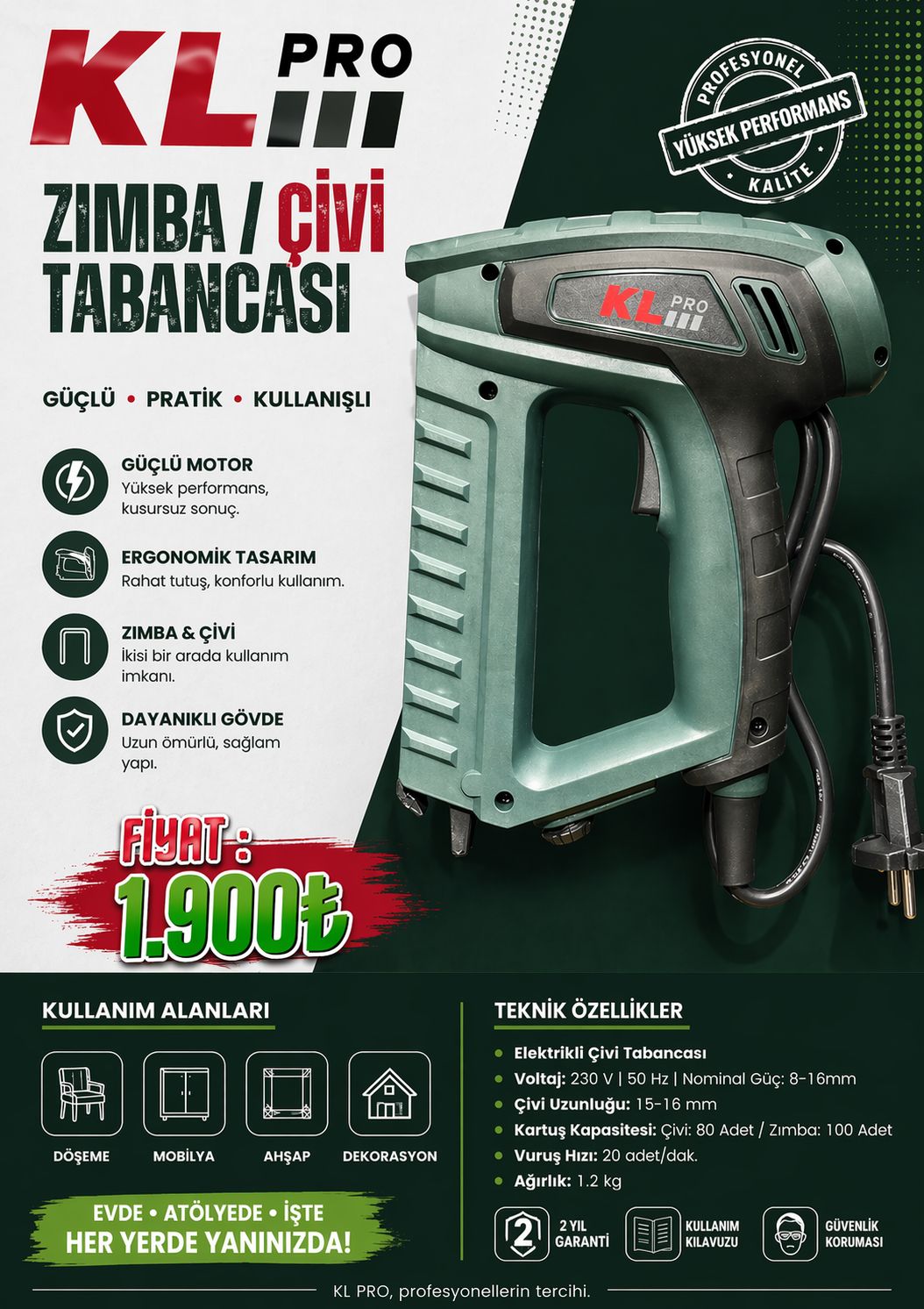 KLPRO ZIMBA/ÇİVİ TABANCASI